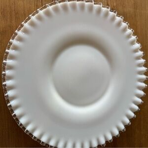 Fenton White Cake Plate with Clear Edges